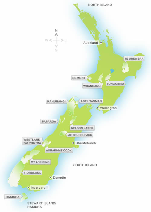 New Zealand National Parks List and Map